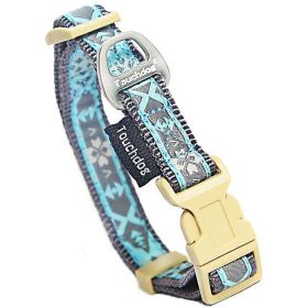 Touchdog 'Shape Patterned' Tough Stitched Embroidered Collar and Leash (Color: Blue, size: small)